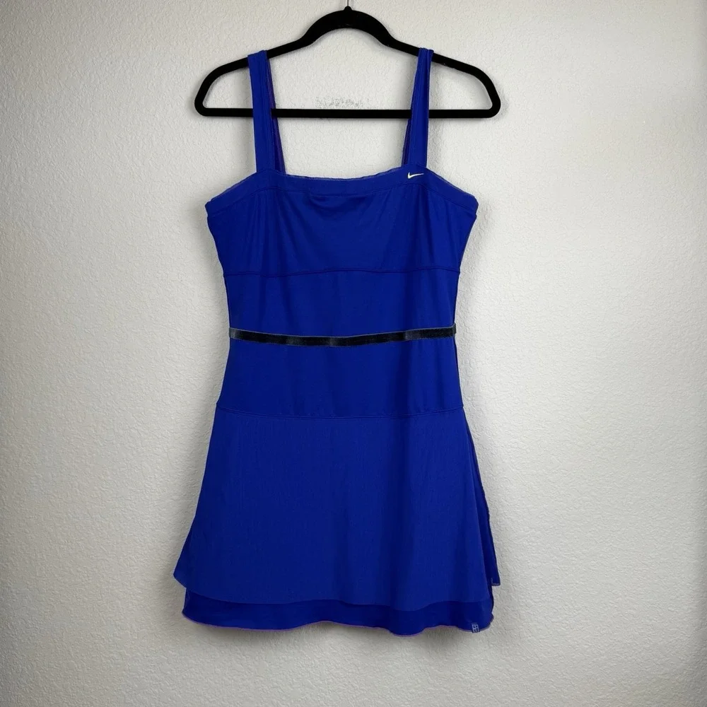 Nike Maria Sharapova 2008 Royal‎ Blue Velvet Trim Tennis Dress Sz L Preppy
